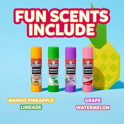 Elmer’s Scented Glue Sticks Safe Nontoxic School Glue 4 Count (6g Each)