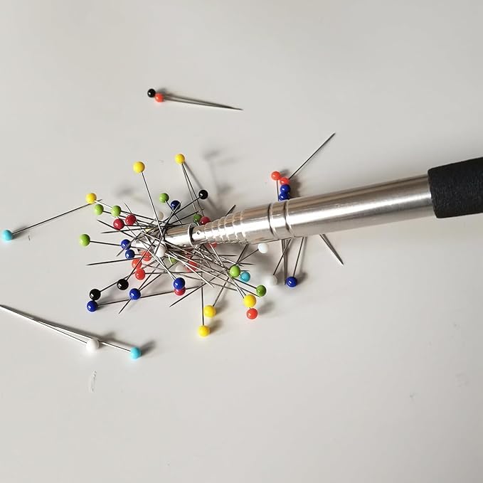 Bequilter Needle Stick and Pin Retriever Telescoping Magnetic Pickup Tool Extends to 39”