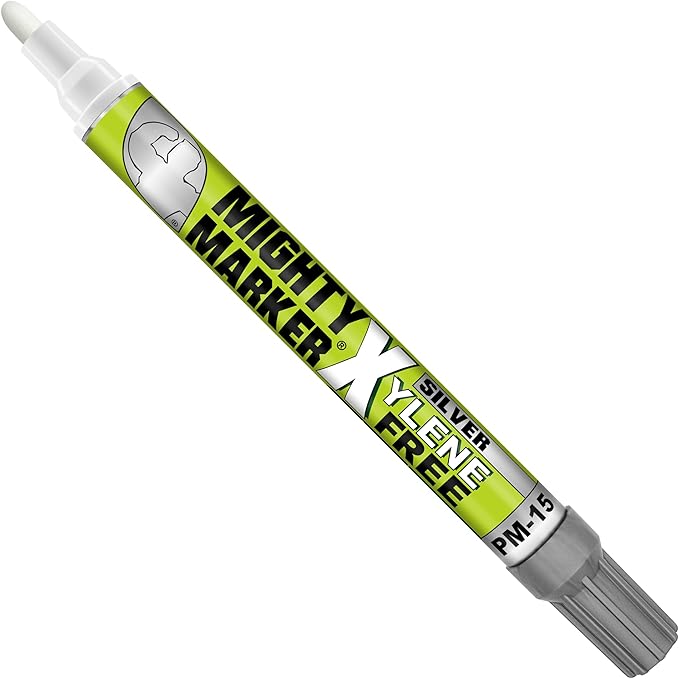 PM-15, Eco-Friendly Paint Marker, Alcohol-Based & Xylene-Free, Waterproof & Permanent, 10ml, 2.3mm Tip, 8 Bonus Tips, Made in USA, Silver 8 Pack