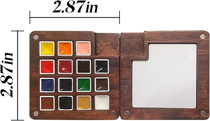 15 Gauge Acrylic Mini Palette, Mini Watercolor Palette Set, Pocket Artist Watercolor Travel Set, Portable Watercolor Palette Box Set with Brushes, Clips, Sketchbook, Paints, Storage Bag (A)