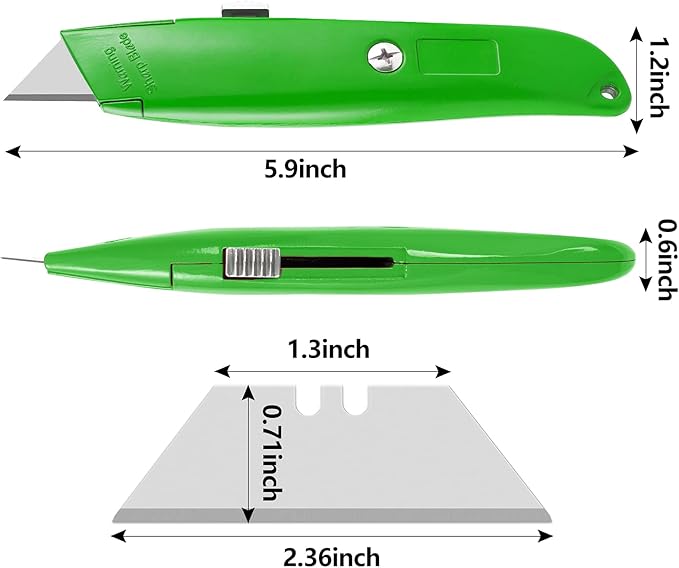 DIYSELF 2Pack Utility Knife Box Cutter Retractable Blade Heavy Duty PVC Pipe Cutter (Green)