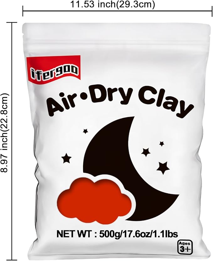 Ifergoo Red Air Dry Modeling Clay- Moldable Cosplay, Air Dry, Squishy Molding Clay for Adult Arts & Craft Project, Fake Bake, Slime Supplies, 1.1LBS/500G
