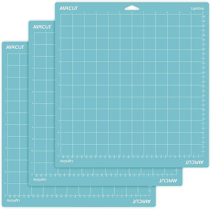 AIRCUT Light Grip Cutting mat for Cricut Maker 3/Maker 4/Maker/Explore 3/4/Air 2/Air/One(12x12 Inch, 3 Mats) Light Adhesive Sticky Blue Quilting Cricket Cutting Mats Replacement Accessories for Cricut
