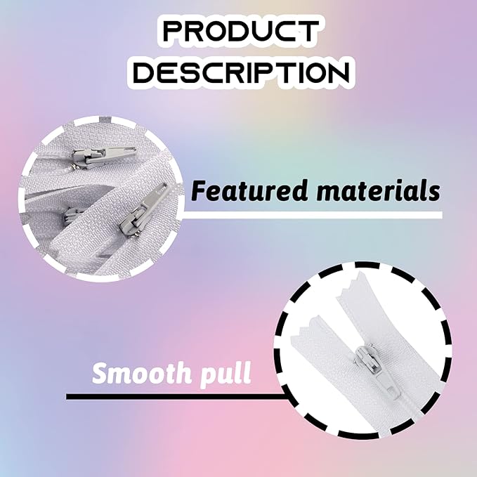 DOITEM 24 pcs 20cm/8 Inch Multicolor Nylon Coil Zippers for Sewing and Crafts