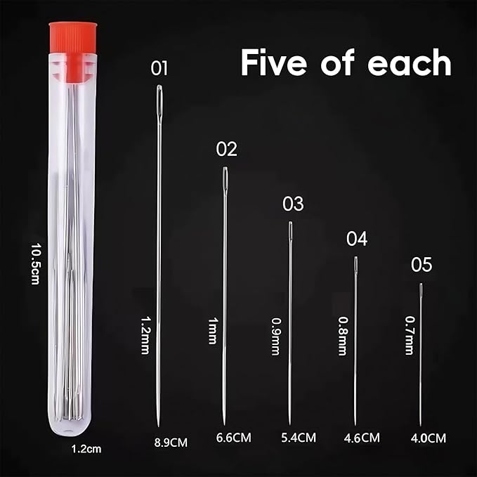34PCS Big Eye Steel Needles Set, Long & Thin Handmade Quilting & Sewing Needles Kit for DIY Sewing Projects, with Storage Box, Seam Ripper, DIY Craft Kit for Beginners & Daily Use (1PCS)