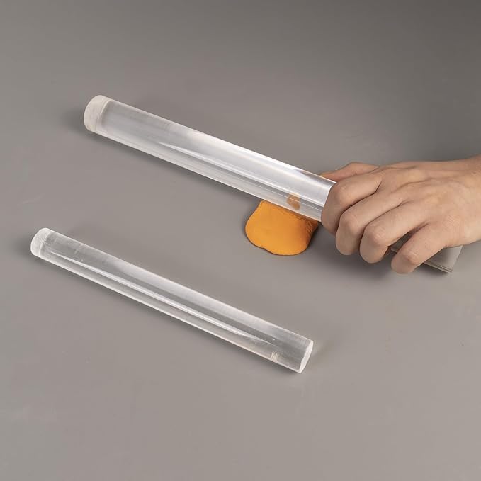 DIYOOHOMY Polymer Clay Roller Tools, Acrylic Clay Roller Clear Rolling Pin for Pottery Modeling Clays Polymer Shaping Air Dry Clay DIY Craft Tool