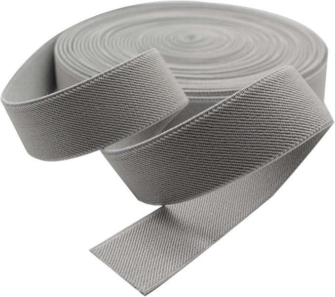 Sewing Elastic Band 1-Inch by 5-Yard Gray Colored Double-Side Twill Woven Elastic