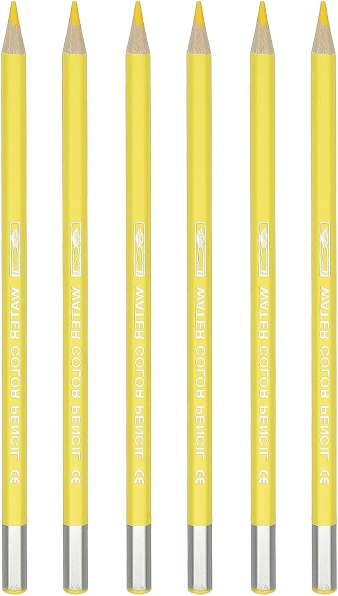 PATIKIL Watercolor Pencil, 6Pcs Water Soluble Pencils for Blending, Coloring, Sketch Drawing, Painting, Lemon Yellow