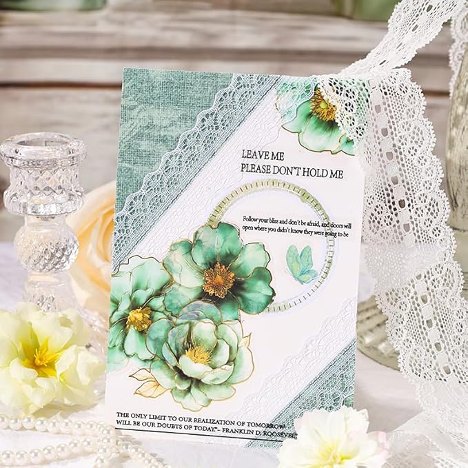 Alideco 120pcs Scrapbook Stickers Vintage Romantic Flowers Scrapbooking Junk Journal Crafts Embelishment Decoration Stickers (liujinhuaxiao)