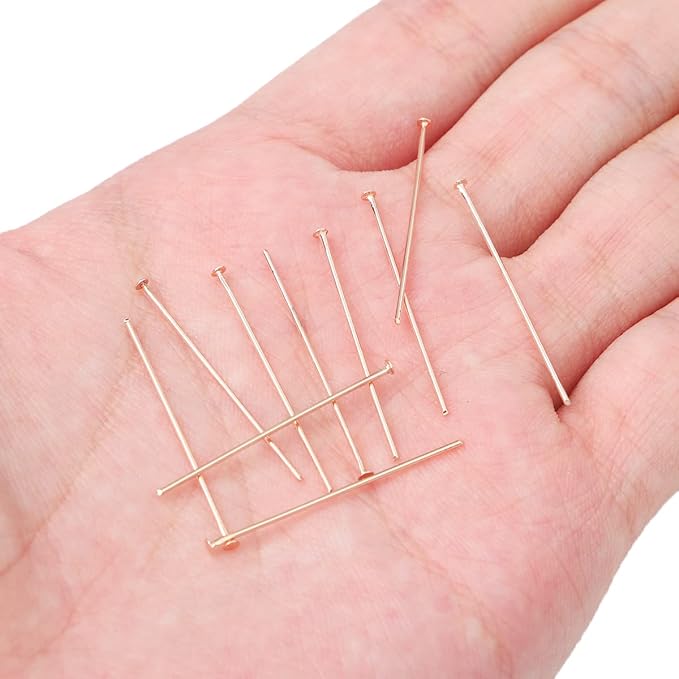 Rose Gold Plated Flat Head Pins Non Tarnish 30mm 200pcs for Jewelry Making Findings