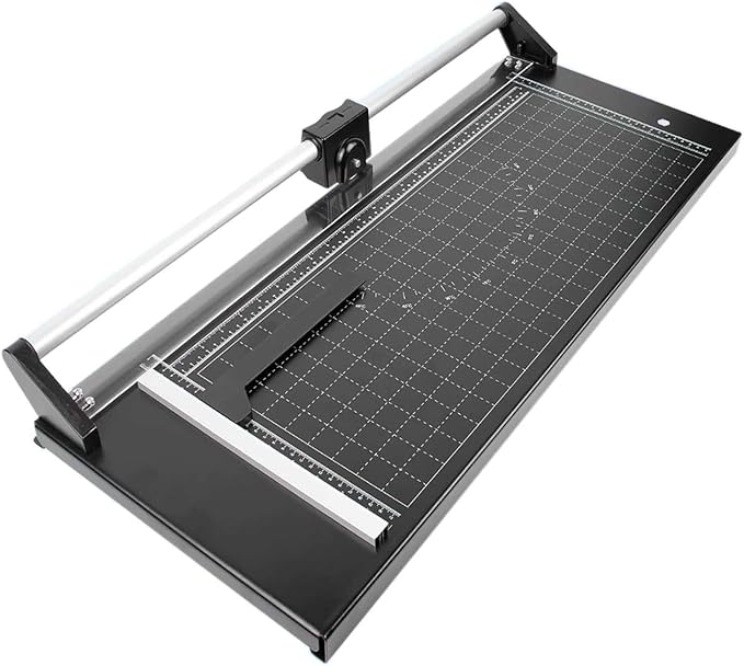 48" Rotary Sheet Trimmer Cutter, Multi-Paper Cutter for Cardstock, Photo Paper & PVC, Rolling Trimmer with Two Spare Blades, Rotary Cutting Blade with Safety Guard