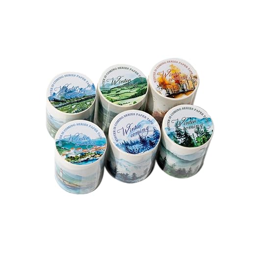 Alideco 6pcs Decorative Adhesive Tapes Vintage Mountain Landscape Washi Tape Great for Bullet Journal Supplies, Arts, Scrapbook, DIY Crafts, Planners (lindongjiangzhi)