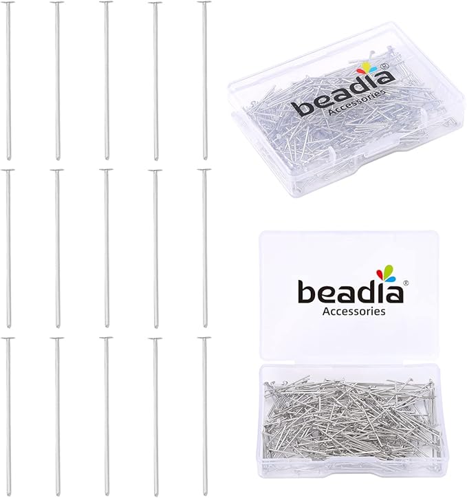 Platinum Plated Flat Head Pins Non Tarnish 20mm 300pcs for Jewelry Making Findings