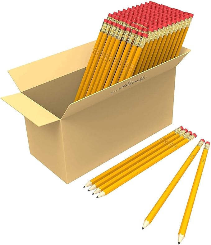 Bulk 650 Pack Premium Pre-Sharpened #2 HB Pencils USA Standard Wood Cased Graphite With Erasers