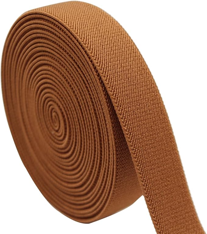 Sewing Elastic Band 1-Inch by 5-Yard Coffee Colored Double-Side Twill Woven Elastic