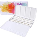 LOONENG Empty Watercolor Palette, Empty Watercolor Tin with Fold Out Palette, Large Colorful Watercolor Tray Palette with 28 Empty Full Pans for Plein Air Painting and Sketching