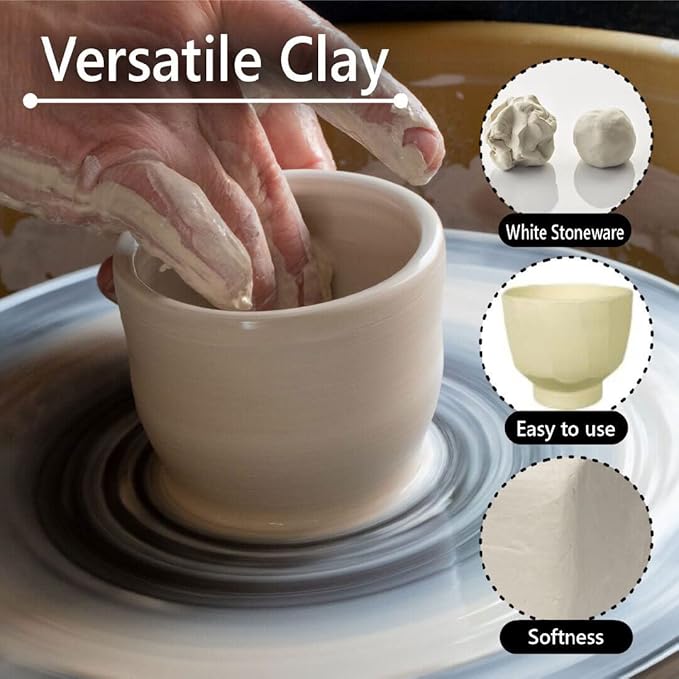 Old Potters Mid High Fire White Stoneware Clay for Pottery | Cone 5-10 | Ideal for Wheel Throwing, Hand Building, Sculpting | Great for All Skill Levels | Greenware Clay, 10 lbs.
