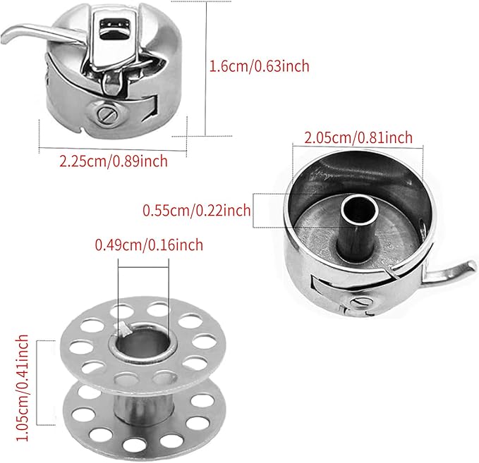 2PCS Bobbin Cases & 20PCS Metal Sewing Machine Bobbins Replacement Kit - Compatible with Brother, Singer, Janome, Etc Suitable for Front Loading 15 Class Apparatus