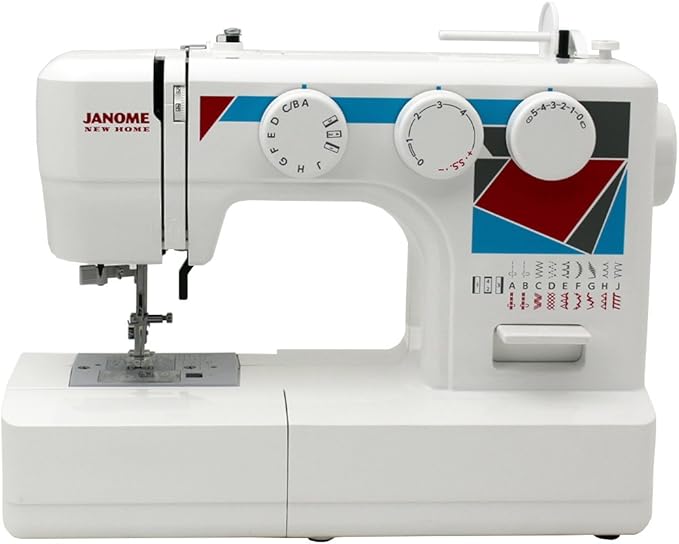 Janome MOD-19 Easy-to-Use Sewing Machine with 19 Stitches, Automatic Needle Threader and 5-Piece Feed Dogs,white