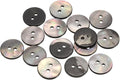 uxcell 15Pcs Natural Shell Button, 2 Hole 15mm Flat Mother of Pearl Buttons for Shirt Coats Suits Jacket Jeans Skirts DIY Sewing Crafts, Black/Silver