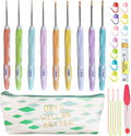 Latest Set of 27 PCS Small Size Crochet Hook Set with Case,Ergonomic Handle Crochet Hook Needles for Arthritic Hands, Thread Crochet Steel Lace Hooks Size 0.8mm to 2.75mm