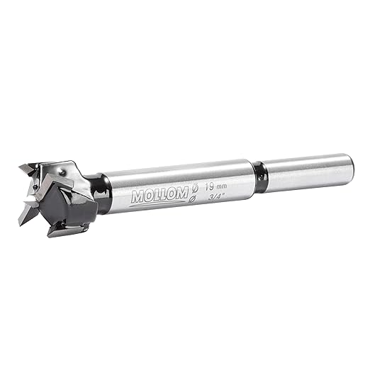 Mollom 3/4" (19mm) Forstner Drill Bit for Precise Woodworking with Durable YG8 Carbide Thickness of 1.7mm,This Hinge Cutter Tool is Ideal for Hard Wood, Plastic, Plywood