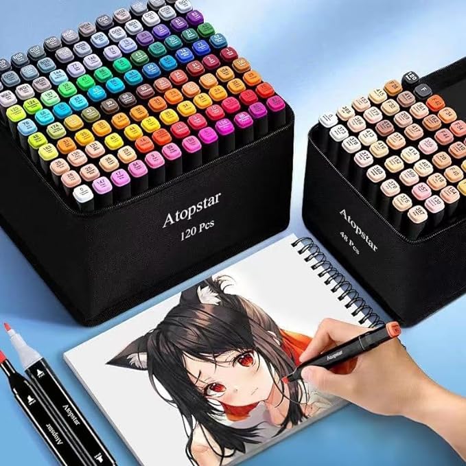 120 Colors Alcohol Markers Artist Drawing Art Markers for Kids Dual Tip Markers for Adult Coloring Painting Supplies Perfect for Gift(120 Black Shell)