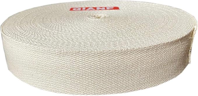 QIANF 1 1/2 Inch Natural Cotton Webbing 25 Yards for Bags Backpack Straps Belts Tote Bag Handles Pet Collars Fabric Purse Making Crafts