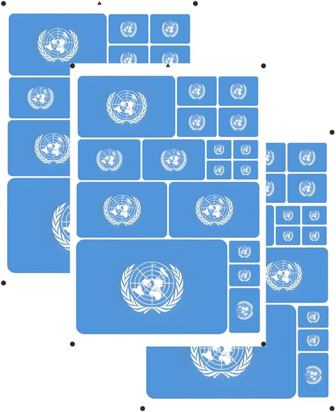 vmcoatdu United Nations UN Flag Laser Printing Sticker 3 Pcs Decal in Multiple Sizes Stickers (Blue United Nations)