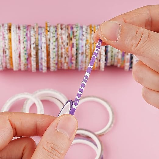 YUBX Exrta Slim Washi Tape Set Random Patterns 80 Rolls+ Bundle Gold Foil Super Skinny Decorative Masking Tape Scrapbook Tape for DIY Craft Art Projects Journal Gift Wrapping (Gold Foil Detailing)