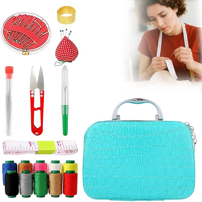 2025 New Big Eye Steel Needles Set, Sewing Kit Storage Box DIY Embroidery Crafting Kit Tool, Upgrade Needle Thread Hand Steel Sewing Needles Kit Fix Anything Anytime Portable (Green)