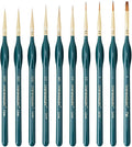 Transon 10pcs Fine Detail Miniature Art Painting Brush Set for Acrylic Watercolor Craft Rock Face Painting Green