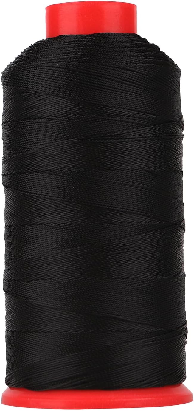Heavy Duty Bonded Nylon 66 Sewing Thread 420D/3 T135#138 750 Yards for Canvas Furniture Upholstery Leather Goods Leather Footwear Outdoors(Black, 420D/3)