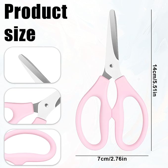 Pink Scissors, 5" Stainless Steel Blade with Acrylic Handle All Purpose Scissors Stationery Paper Cutting Tool for Office, Home (Pink)