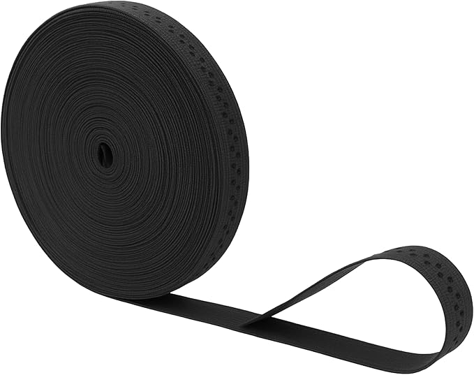 Mandala Crafts 0.5 Inch Elastic Silicone Gripper Tape for Clothing - 10 Yds Dotted Non Slip Elastic Band for Sewing - Black Silicone Flat Fabric Stretchy Ribbon Straps