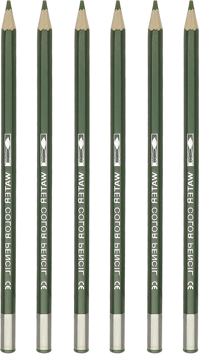 PATIKIL Watercolor Pencil, 6Pcs Water Soluble Pencils for Blending, Coloring, Sketch Drawing, Painting, Olive Green