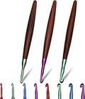 Giwrmu 3 Pcs Crochet Hooks, 3.5mm/4.5mm/5.5mm Ergonomic Crochet Hook, Colored Aluminum Crochet Hook with Wooden Handle Crochet Needle for Crocheting Yarn