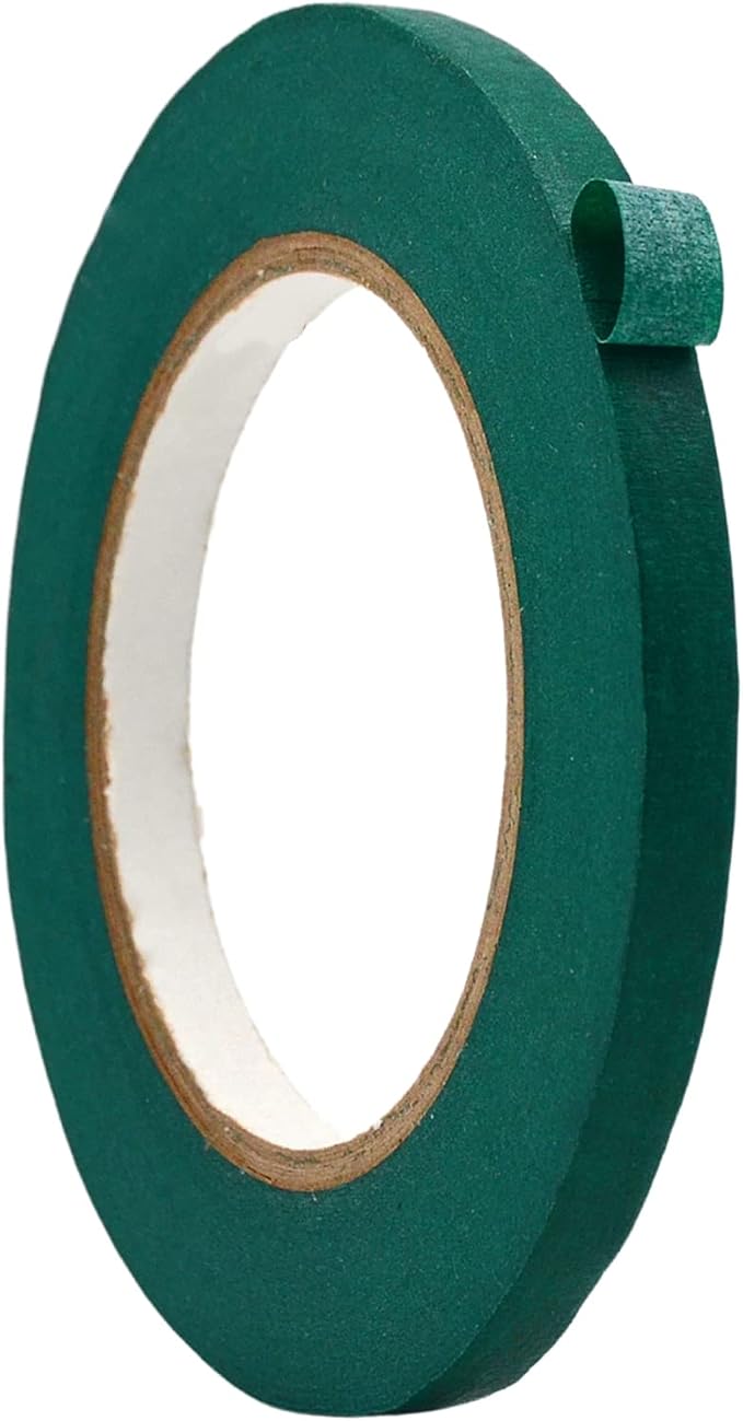 WOD MTC5 Colored Masking Tape, Green, 1/4 inch x 60 yds. Colorful Teacher Painters Tape for Fun DIY Art & Crafts, Lab Labeling, Writable & Classroom Decorations