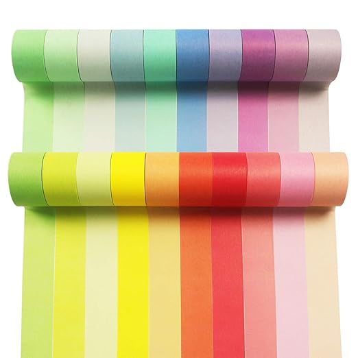 VIVIQUEN 20 Rolls Washi Tape Set Colored Masking Tape Pack Decorative Thin Tapes Children and Gifts Warpping (1 Inch 25mm)