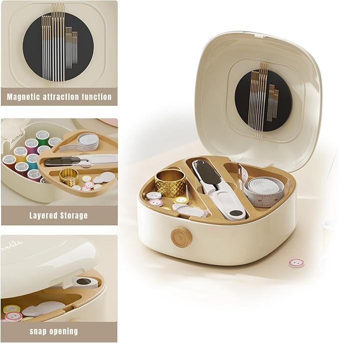 64 Pcs Sewing Kit for Adults Box,Multi-Purpose Stainless Steel Needle Manual Sewing Suppliers Accessories,Magnetic Force Sewing Needles and Thread Kit,Suitable for DIY Crafting at Home for Travelers