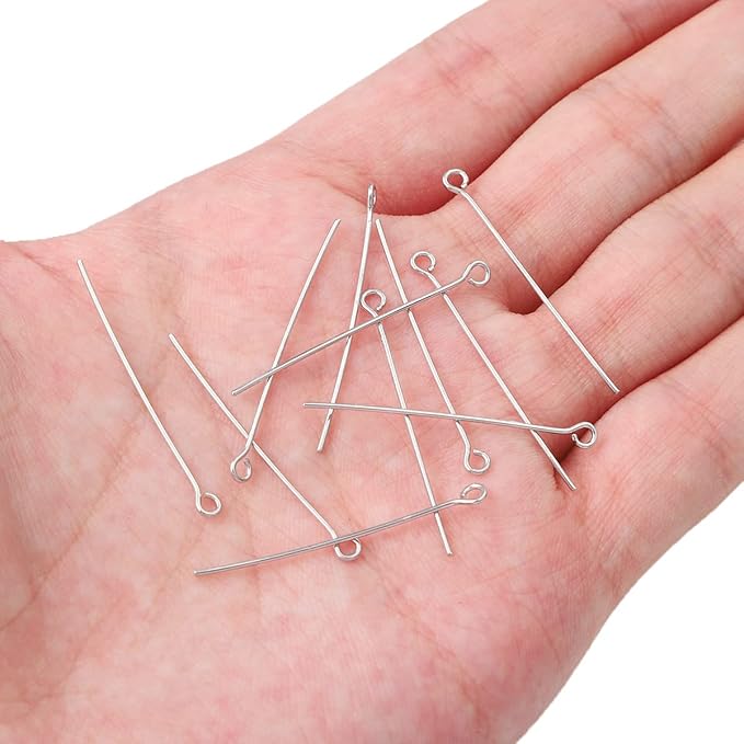 Platinum Plated Open Eye Pins Non Tarnish 35mm 150pcs for Jewelry Making Findings