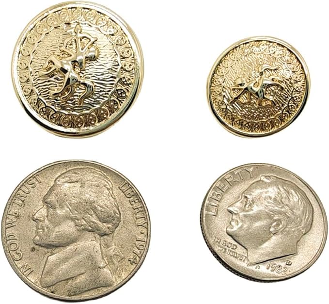 14 Pieces Light Gold Metal Blazer Button Set 15mm 20mm for Blazers, Suits, Sport Coats, Sewing, Uniform, Jackets (MBM37)