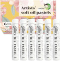 HA SHI Professional White Oil Pastels, 6 Sticks, Soft Art Supplies for Artists, Creamy Texture for Blending, Non-Toxic Drawing Media for Adults