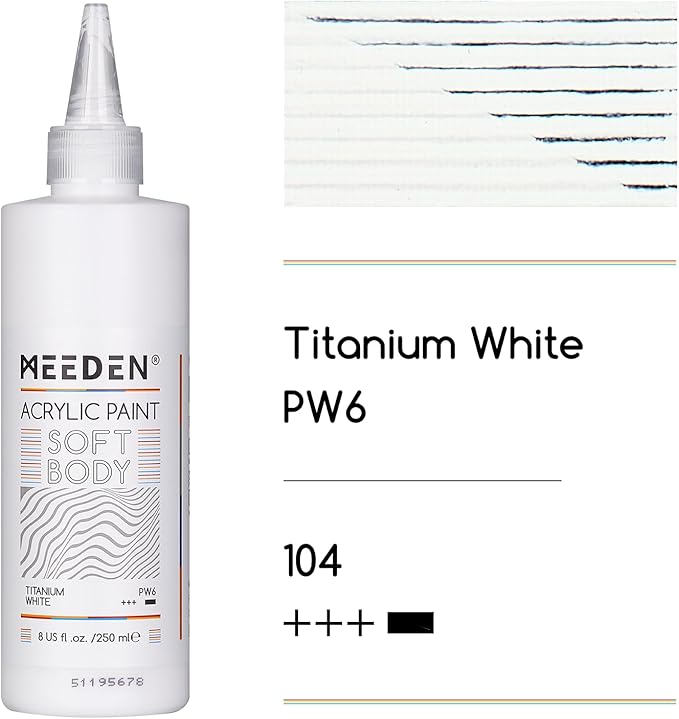MEEDEN Titanium White Acrylic Paint: Matte Finish 250ml/8.45oz Soft Body Bulk Acrylic Colors in Squeeze Bottle - Fluid Flow Art Paints for Adults Artists Canvas Art Painting