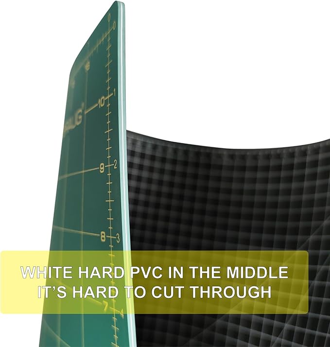 NEWBRAUG 9'' × 12'' Professional Self Healing Cutting Double Sided 5-Ply Mat, Best Gridded Rotary Cutting Board for Quilting, Sewing, Craft, Fabric & Scrapbooking (Green/Black)…