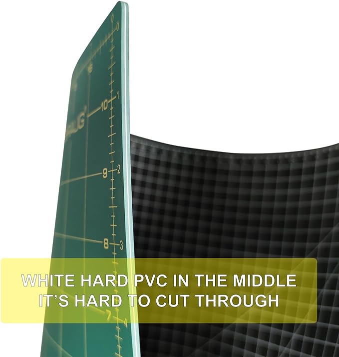 NEWBRAUG 12'' × 18'' Durable Self Healing Cutting Mat, Double Sided 5-Ply PVC Cutting Board, for Quilting, SewingArts, Craft, Fabric & Scrapbooking(Green/Black)