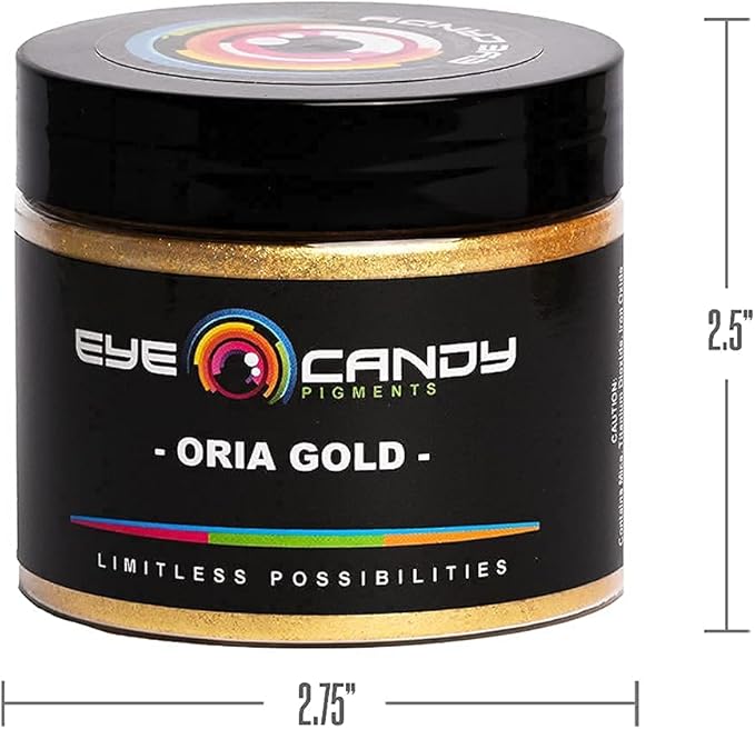 Eye Candy Pigments Premium Gold Mica Powder - Oria Gold (50gr) - for Epoxy, Resin, Soap, Paint, Woodworking, Acrylic Pouring, Bath Bombs, Fishing Lures - DIY Arts and Crafts Additive