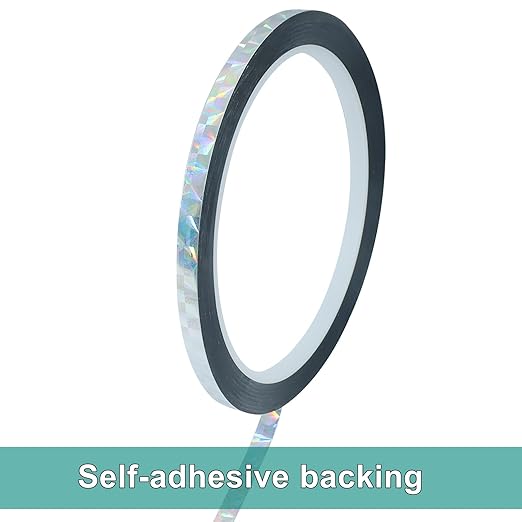 0.22 Inch Self-Adhesive Holographic Reflective Tape, Glitter Duct Tape Prism Tape for Keep Birds Away, DIY Art, Daily Use, Craft Project, Home Decoration, Holiday Packing(Silver,55Yard)