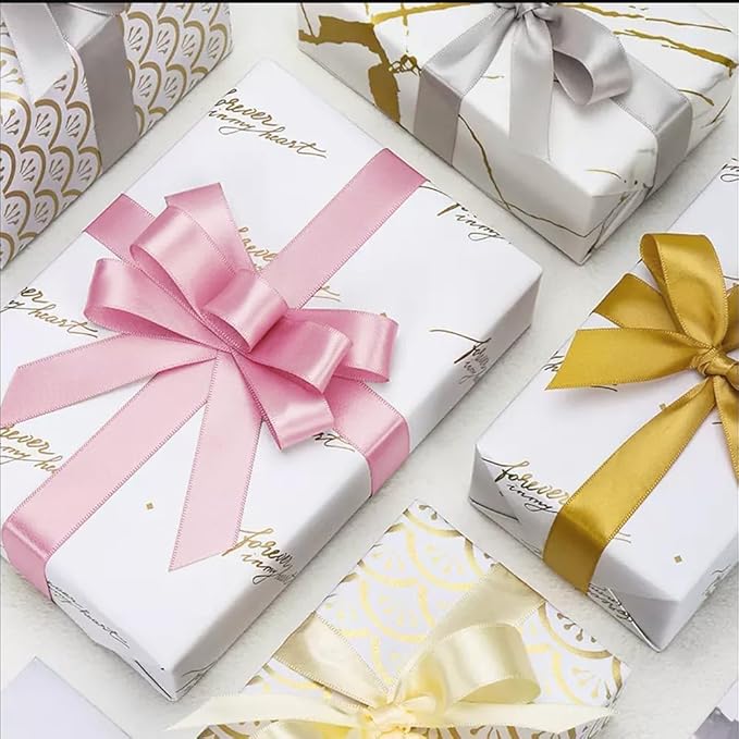 1" x 25 Yards Satin Ribbon, White Silk Ribbon Ideal for Gift Wrapping, Floral Bouquets, Crafts, Wedding Party Decorations, Christmas and Sewing Projects