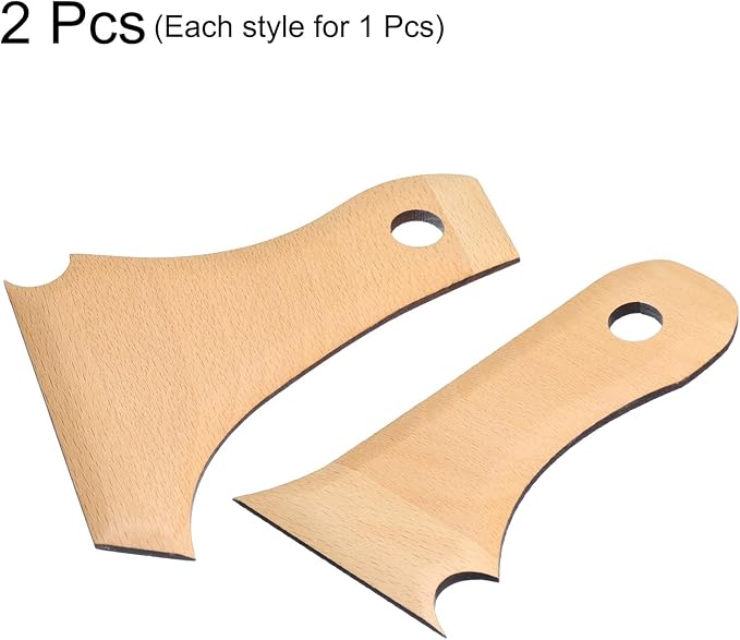 HARFINGTON 2pcs Pottery Ribs Trimming Tools Pottery Profile Rib Wooden Foot Shaper Bundle Foot Curved Shaper Texture Rib Beech Wood for Carving Ceramics Clay